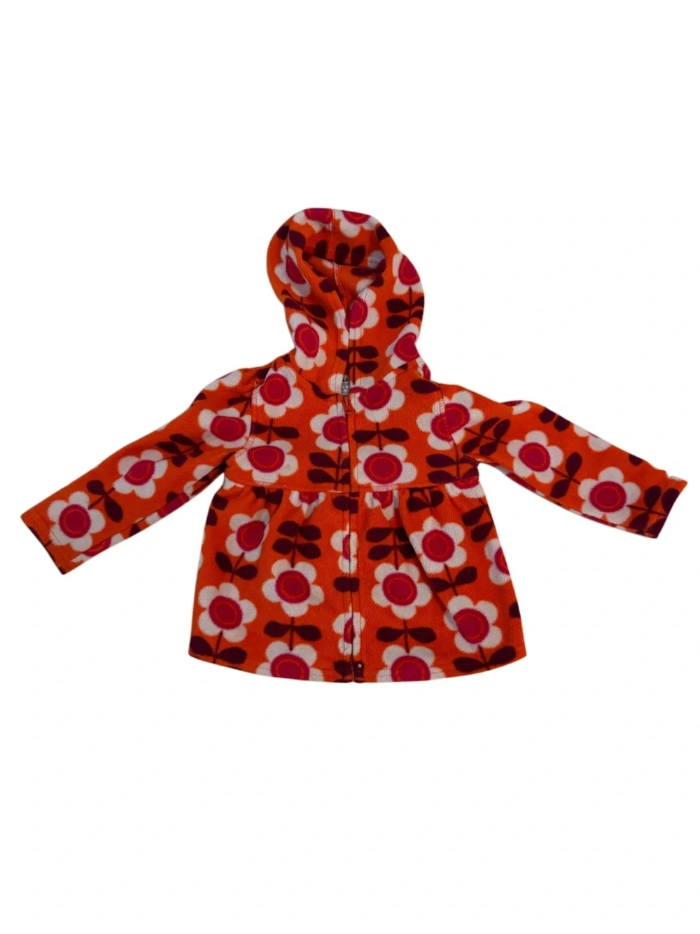 Old Navy Orange Floral Hooded Fleece Jacket Kids
